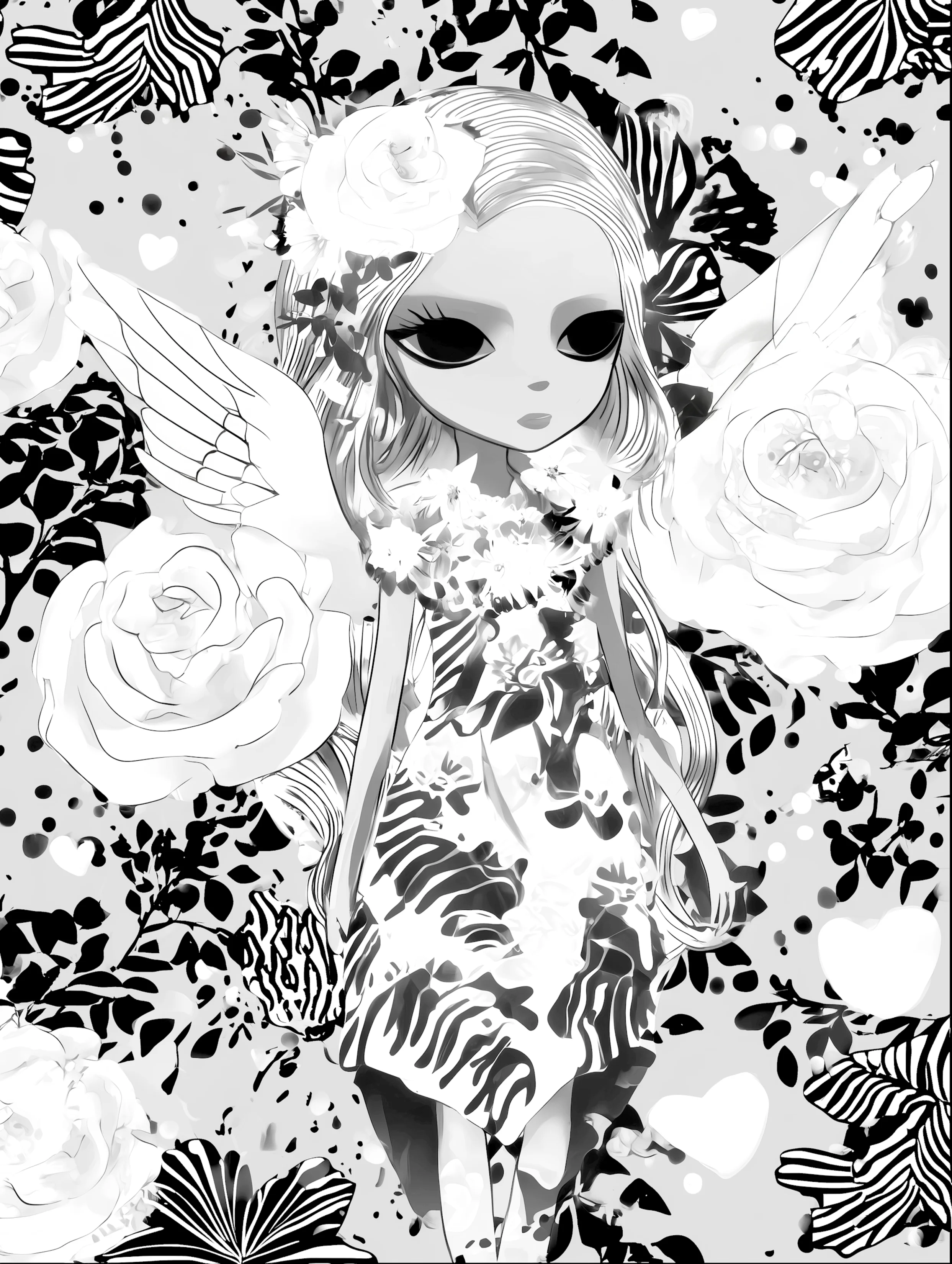 Free printable angel coloring page for adults featuring shy angel